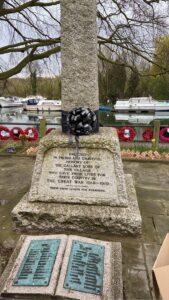 War Memorial with black sash of respect